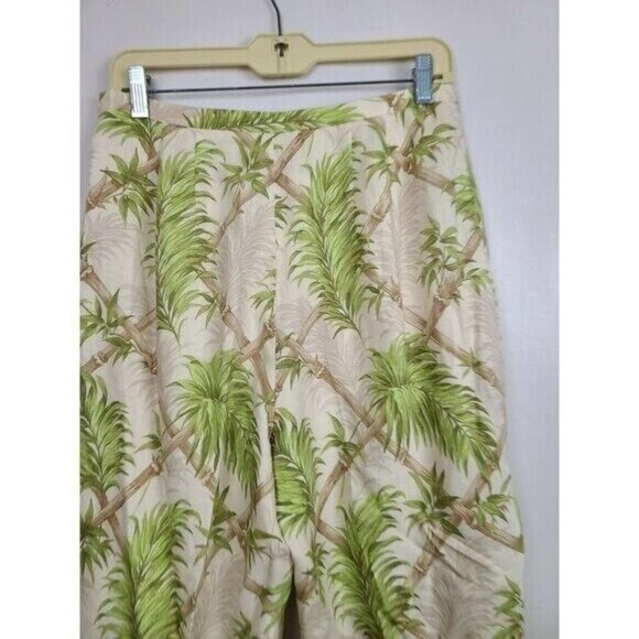 Talbots Womens Linen Ankle Pants Size 12 Petite Green Leave Tropical Coastal - Picture 5 of 8